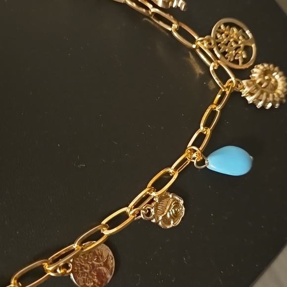 Zara Gold Necklace with Blue and Silver Charms - Picture 8 of 8